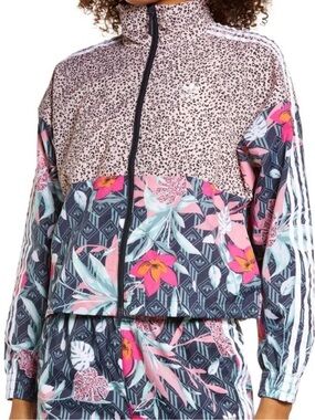 Adidas Women’s Pink Tropical Floral Track Suit Jacket (XS) & Joggers (S)
